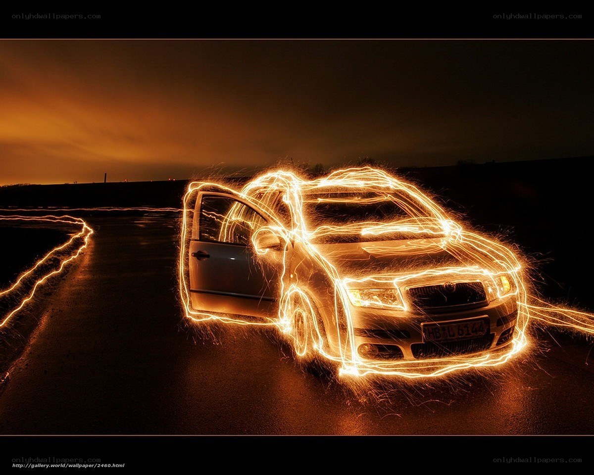 Light painting car art