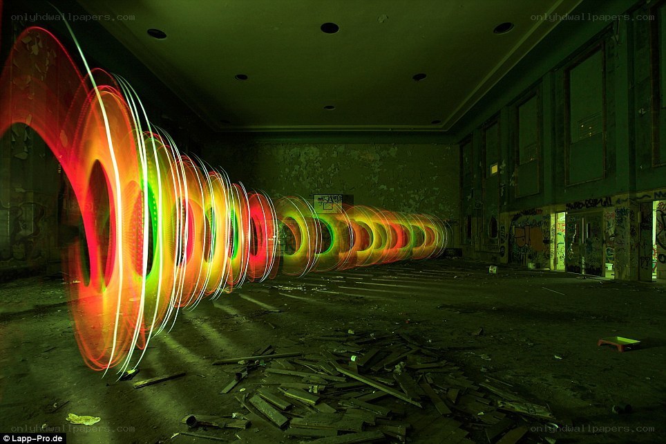 Light painting in abandoned building