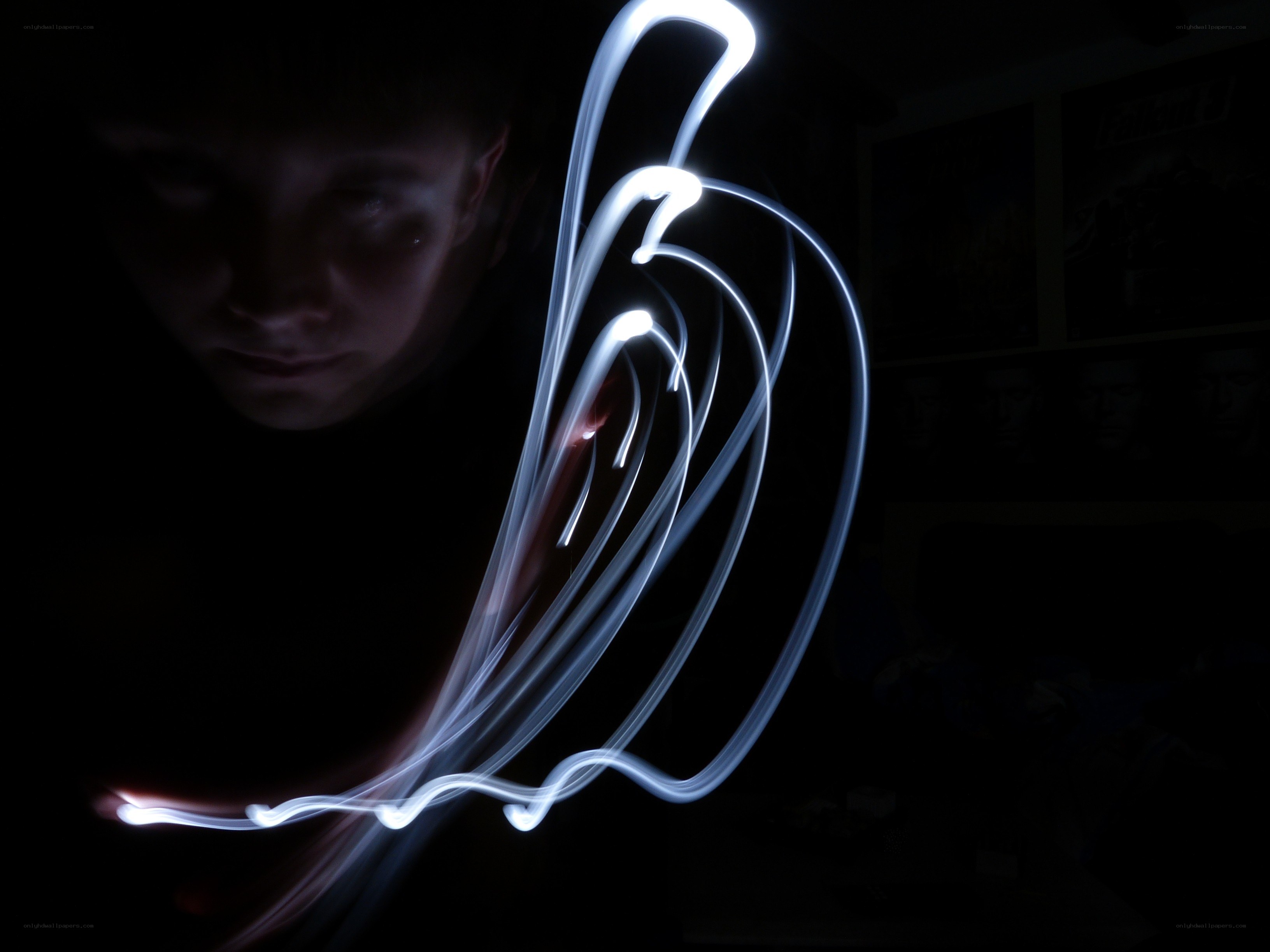 light painting in dark room