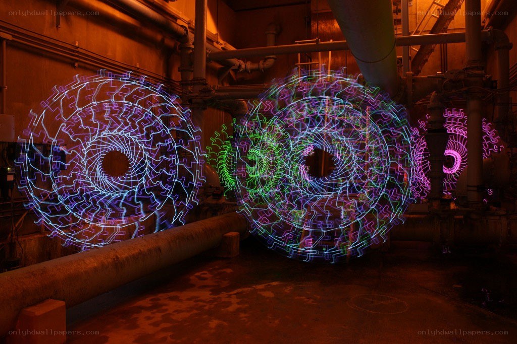 Light painting in industrial space