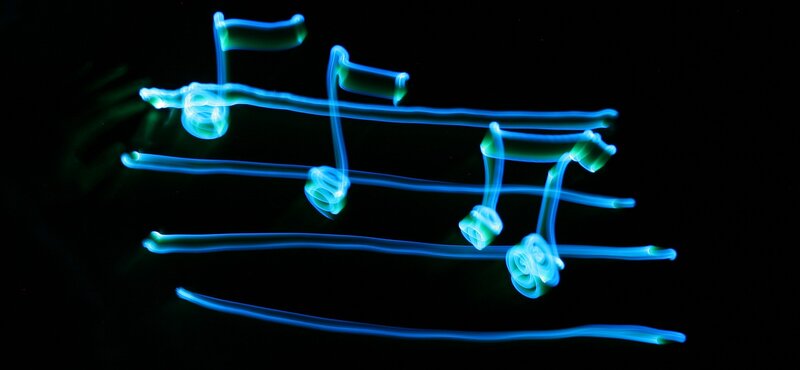 light painting of musical notes