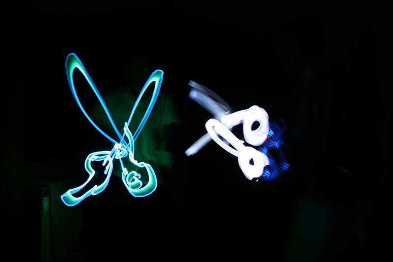 Light painting of scissors