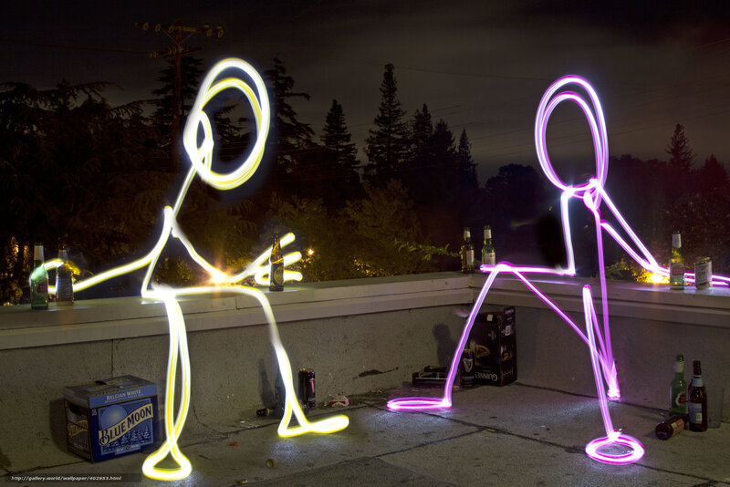 Light painting on a rooftop