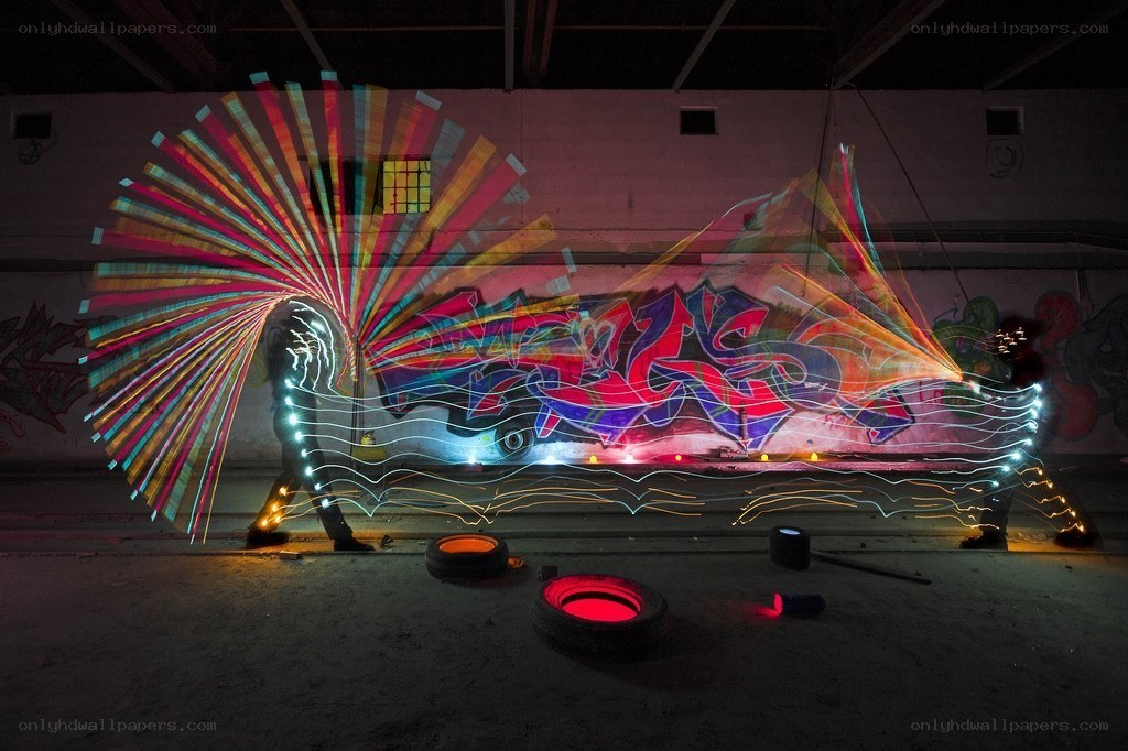 Light painting with graffiti art