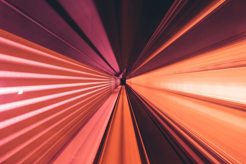 Light Streaks in Tunnel — Red
