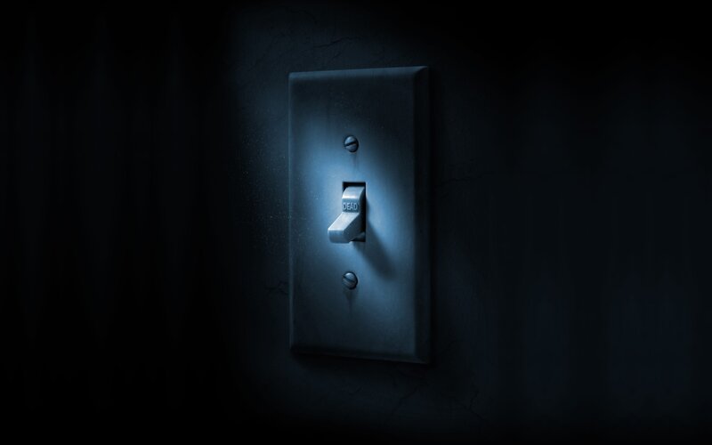 light switch with 'dead' label