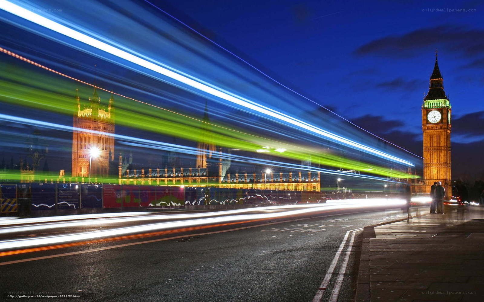 Light trails at Big Ben