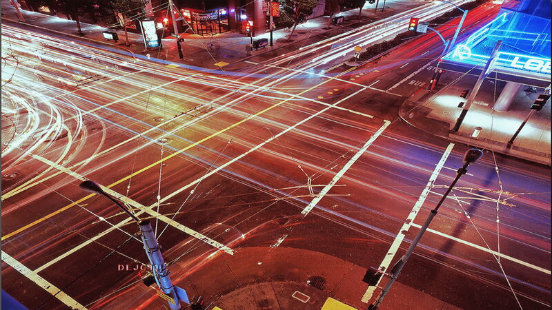 Light Trails at Intersection
