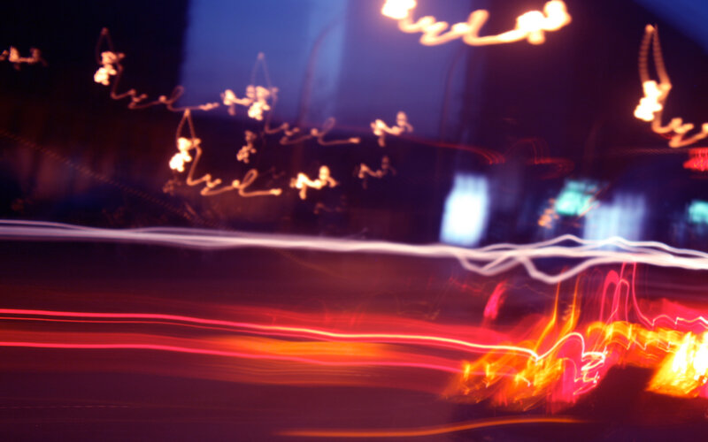 light trails at night