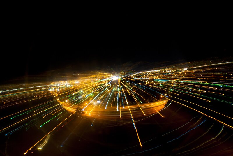 Light Trails at Night — Black, Dynamic, Photograph, Lights, Road
