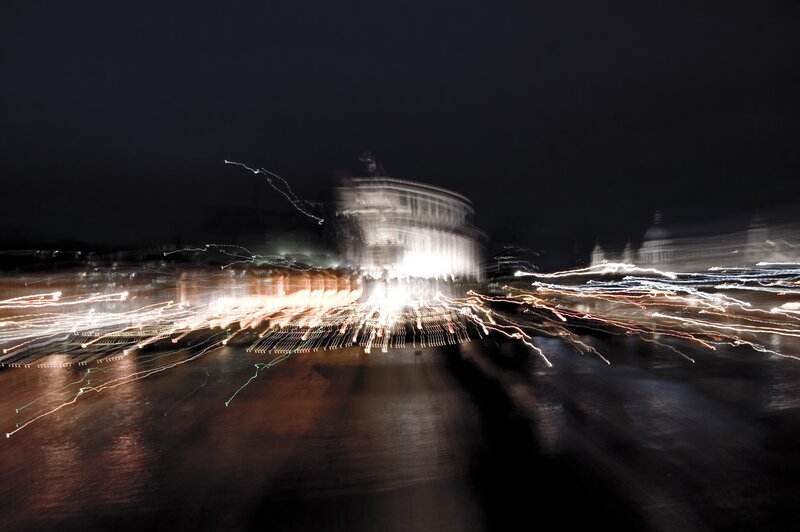 Light trails at night in London