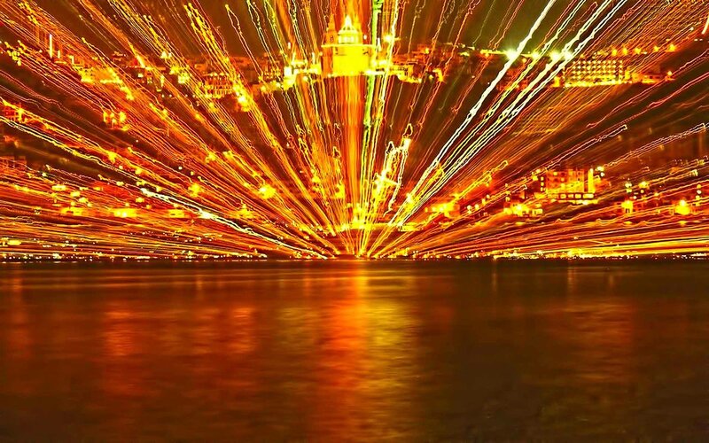Light Trails at Night — Orange, Dramatic