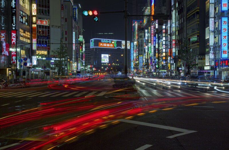 Light Trails at Night — Red, Dramatic