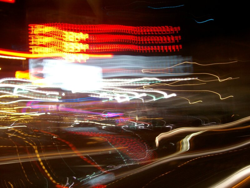 Light Trails at Night — Red, Dynamic, Photograph, Lights