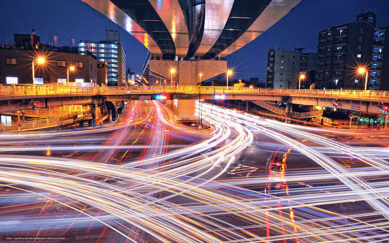 Light Trails at Night — White