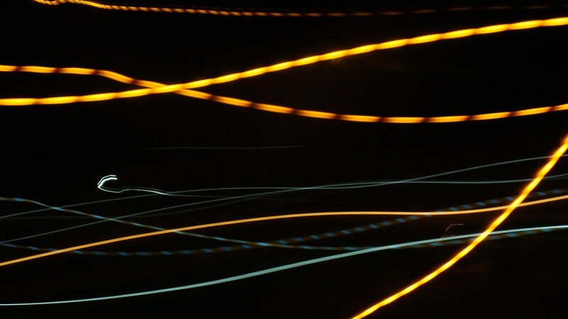 Light Trails at Night — Yellow, Dynamic, Abstract, Lights