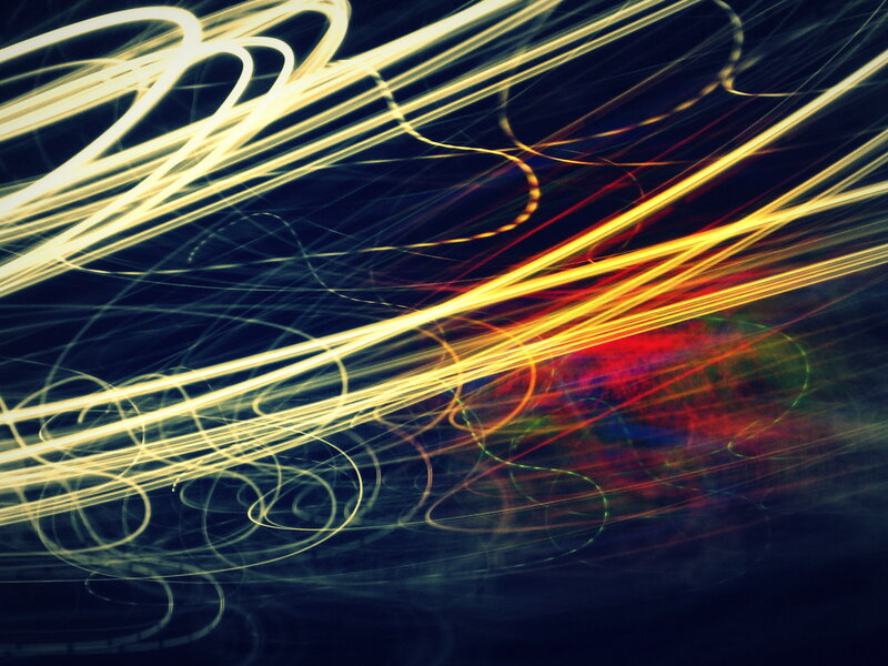 Light Trails at Night — Yellow, Dynamic, Abstract