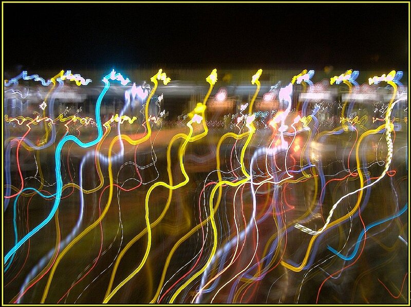 Light Trails at Night — Yellow