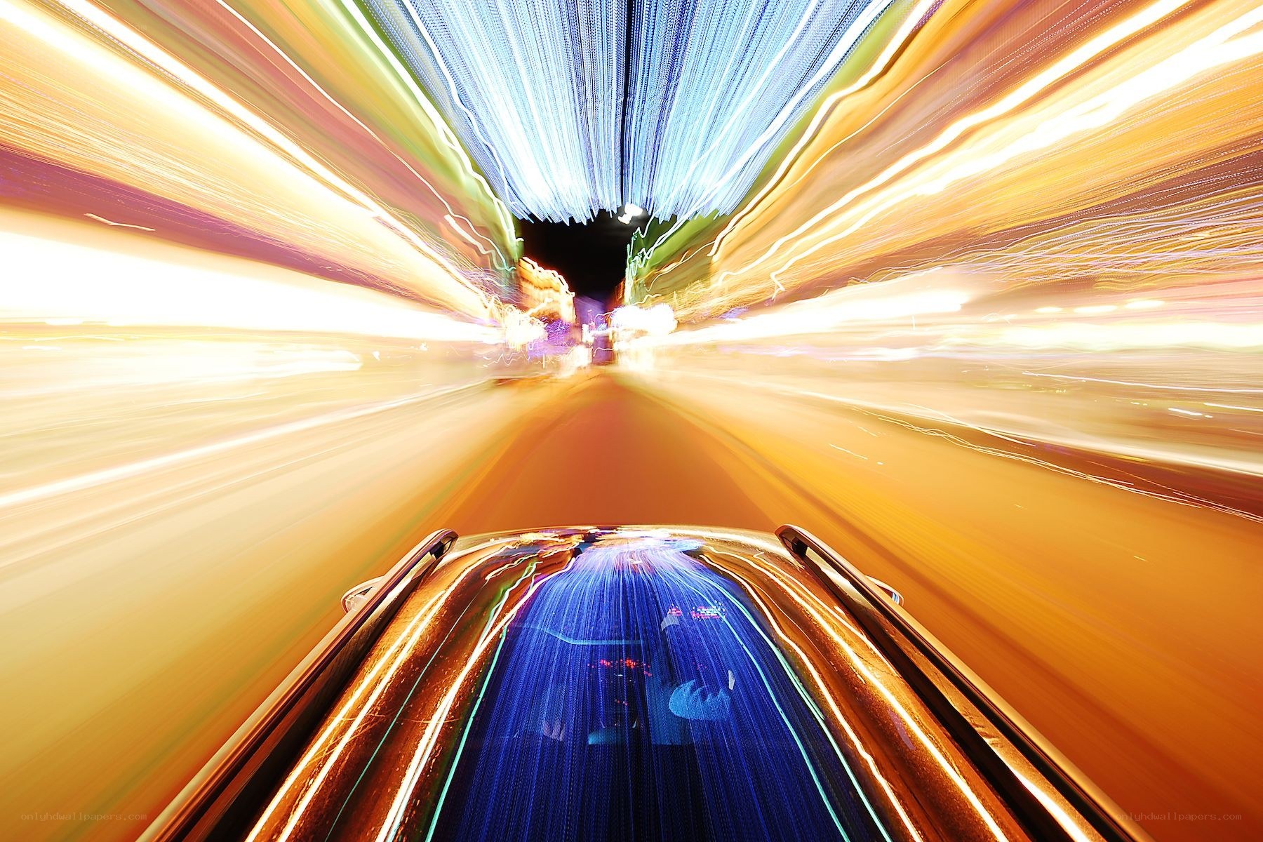 Light trails from a moving vehicle