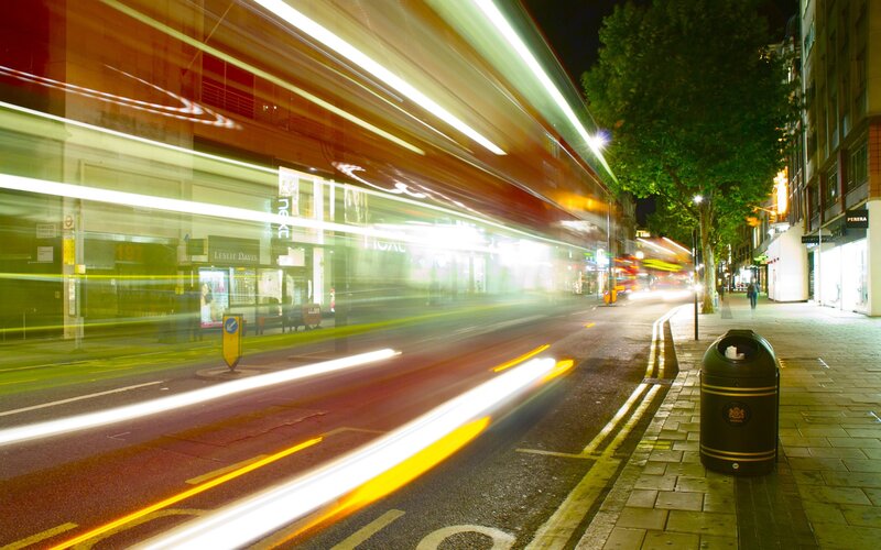 Light Trails from Moving Buses