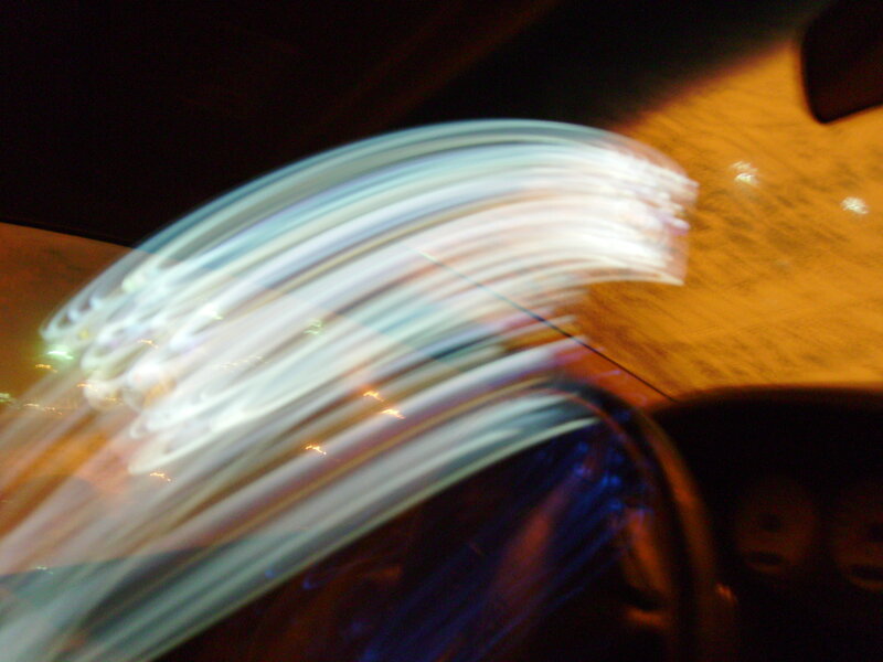light trails in a car