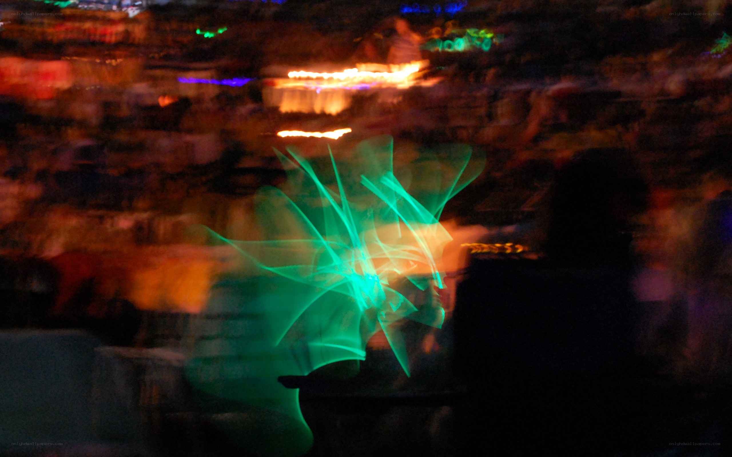 Light trails in a dark cave