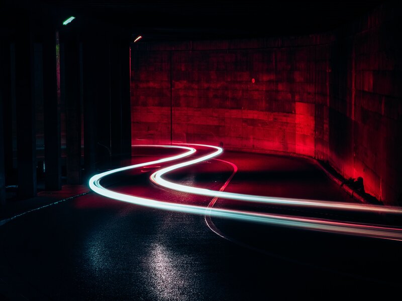 Light trails in a dark tunnel