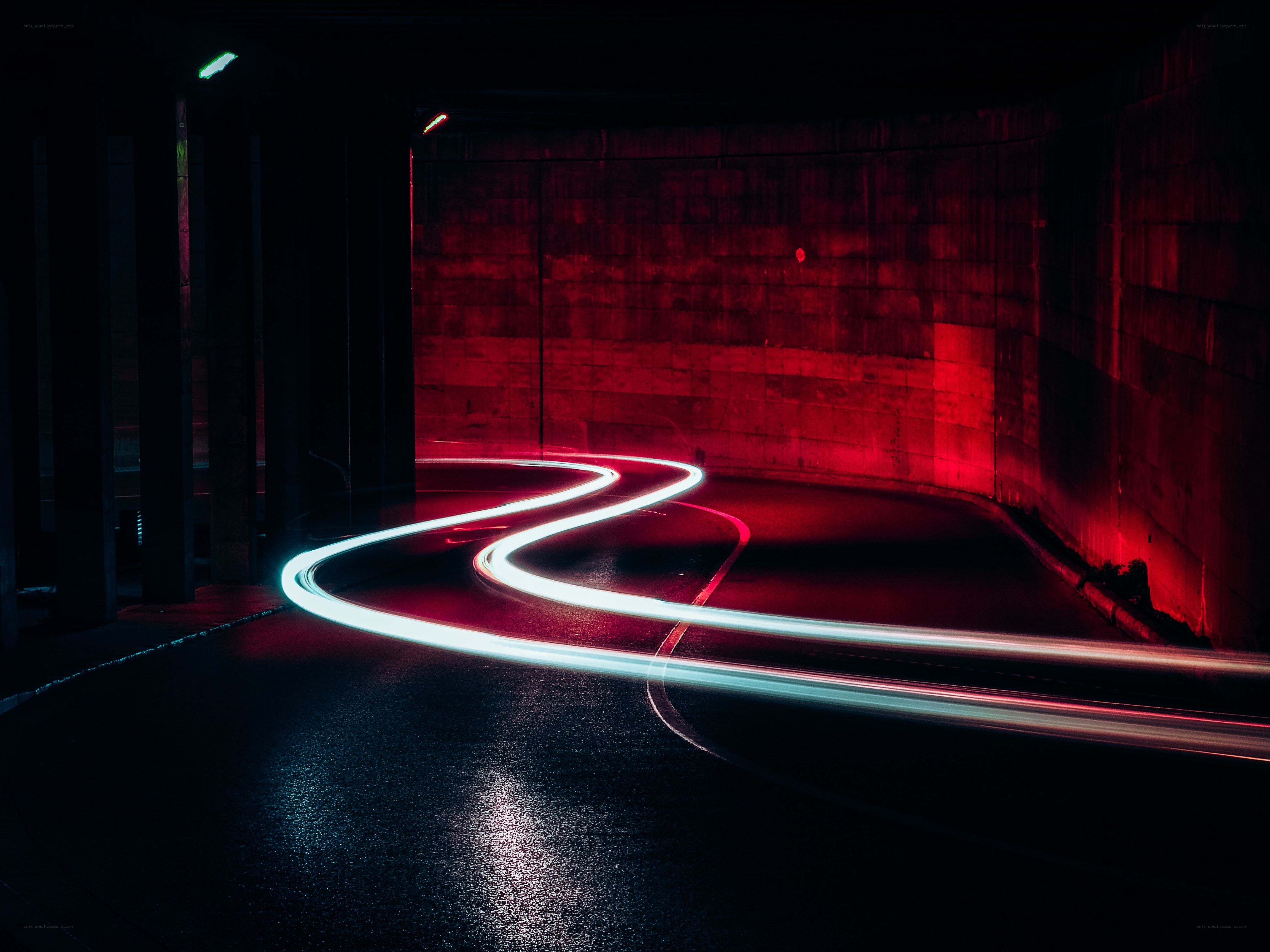 Light trails in a dark tunnel
