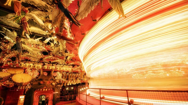 Light trails in a themed attraction