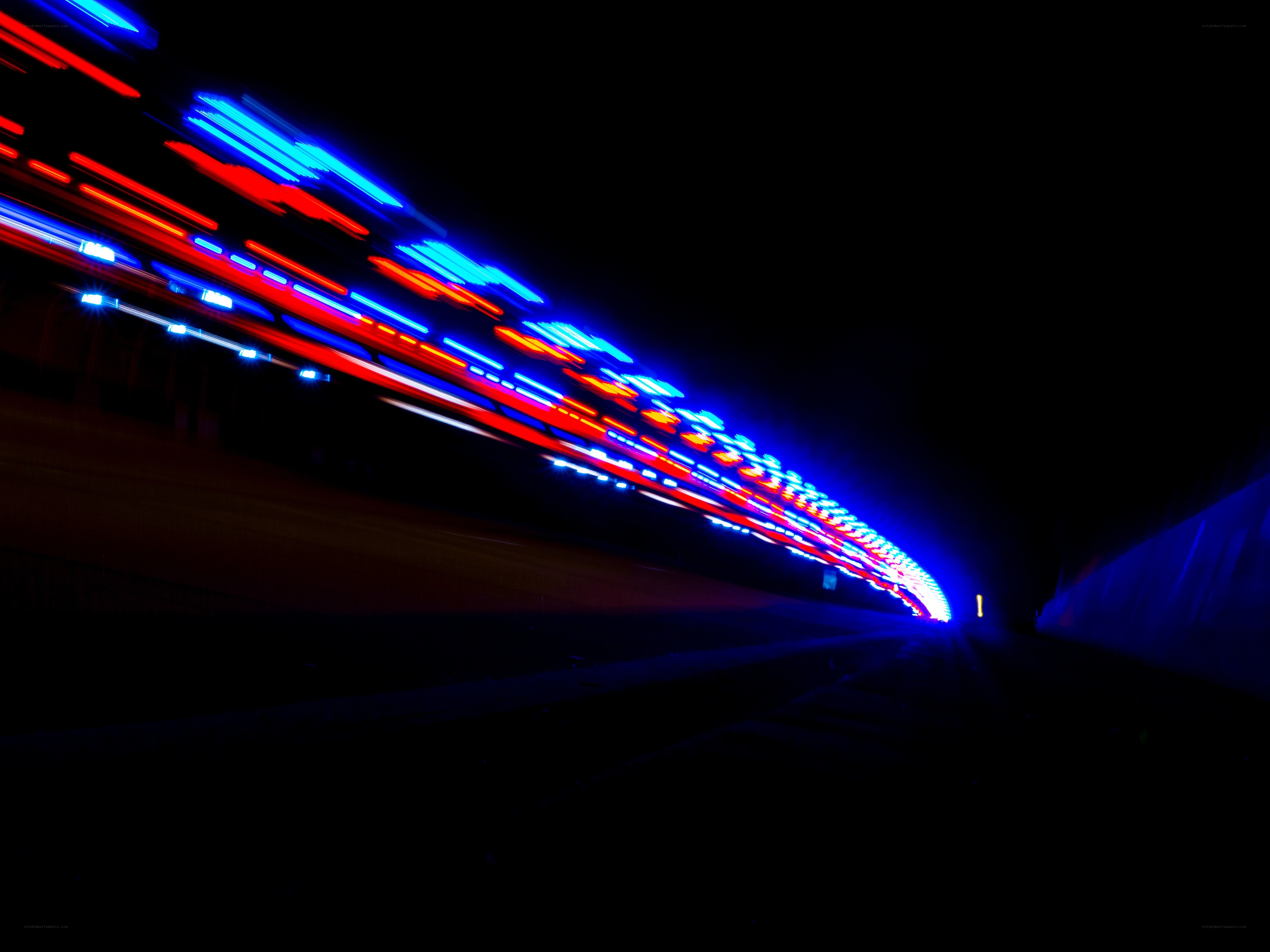 Light trails in a tunnel