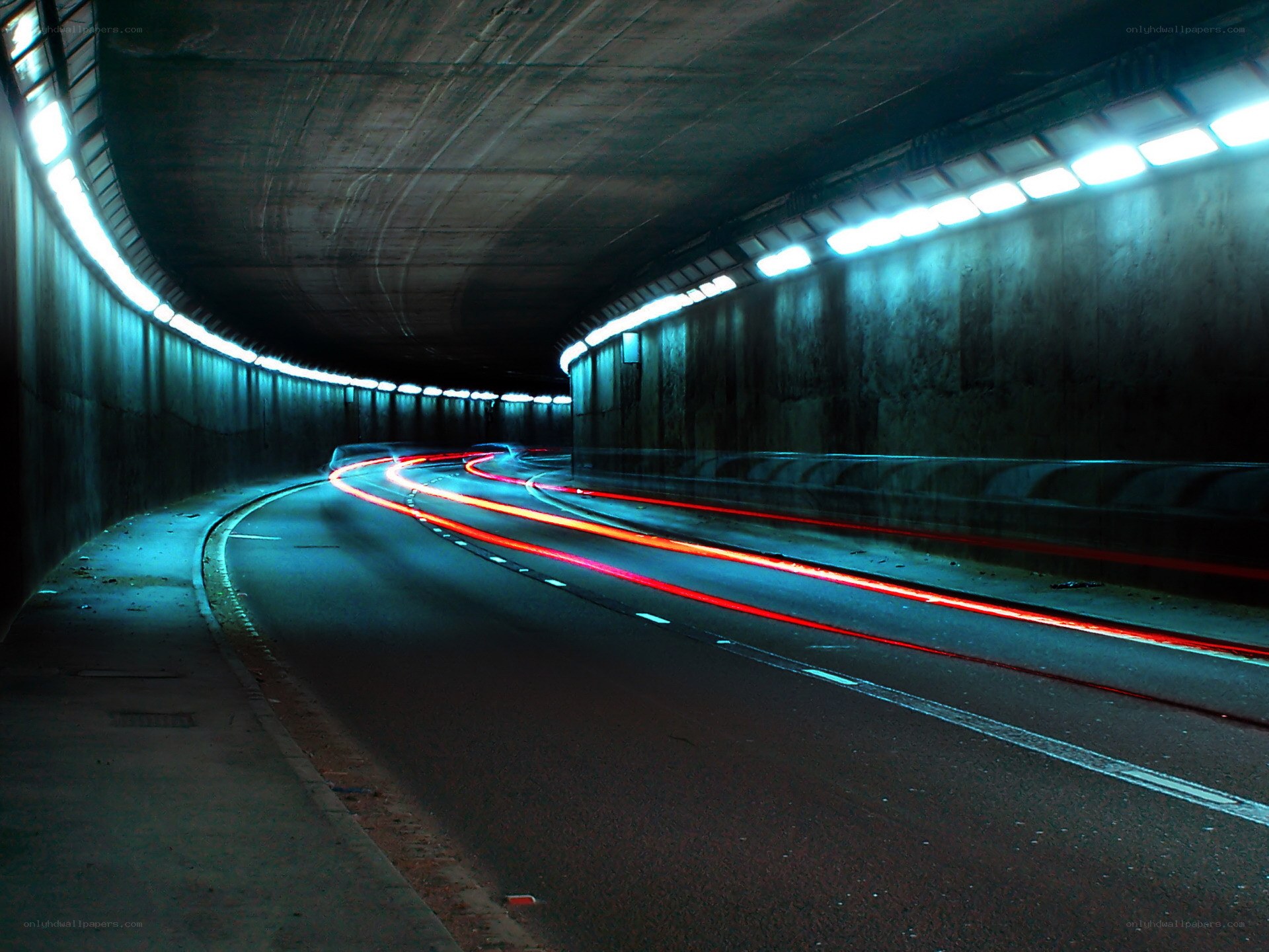 Light trails in a tunnel