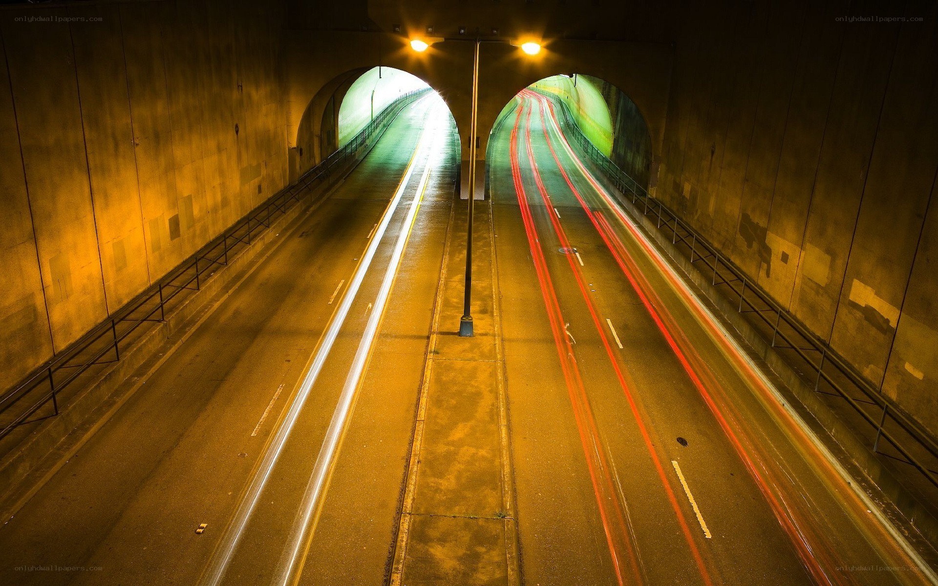Light trails in a tunnel