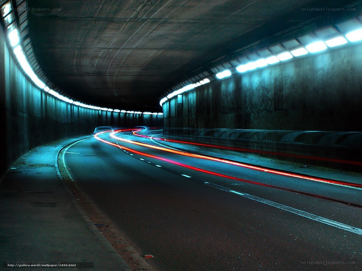 Light trails in a tunnel