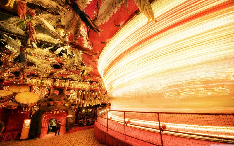 Light Trails in Amusement Park