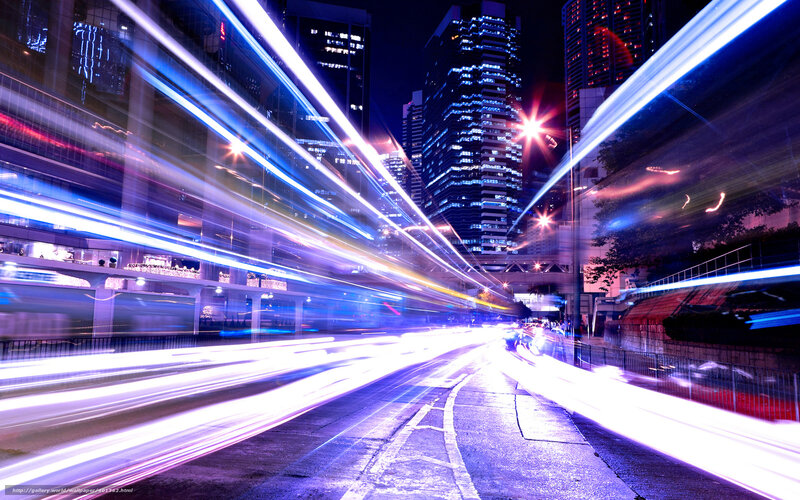 Light trails in city at night