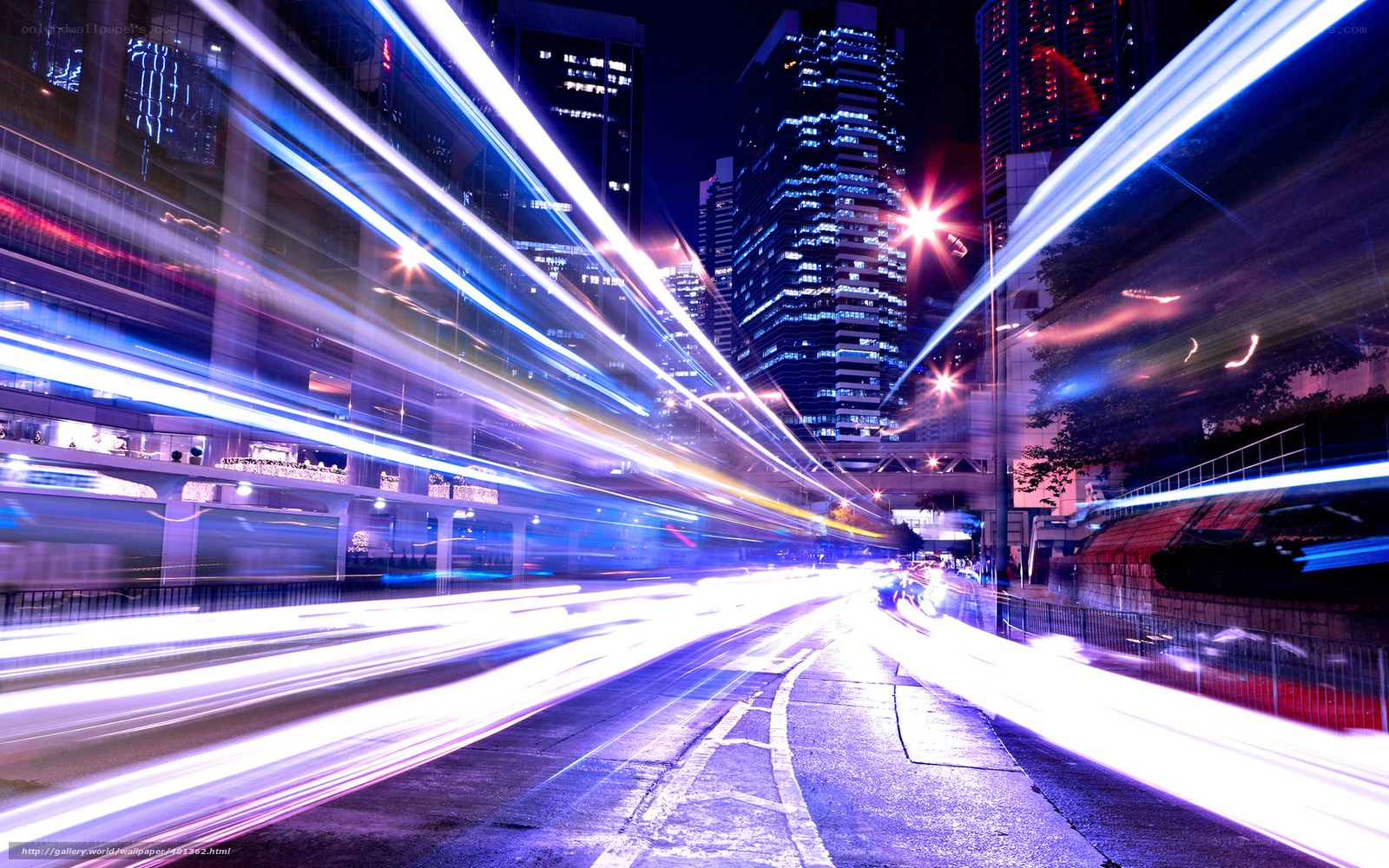 Light trails in city at night