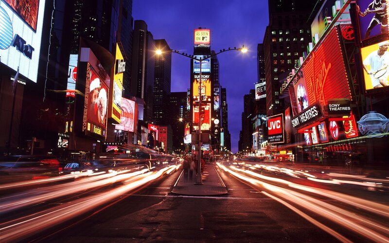 Light Trails in City — Blue
