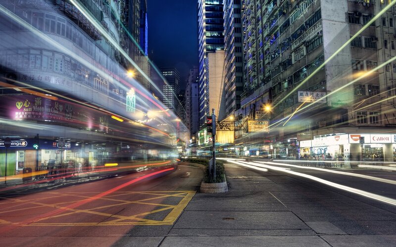 Light Trails in City Street