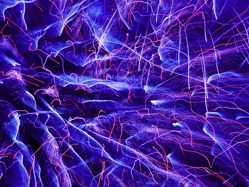 Light Trails in Motion — Purple, Dynamic, Night, Abstract, Blue Light
