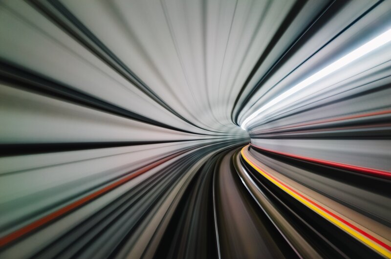 Light Trails in Tunnel — White, Dynamic, Photograph, Lights