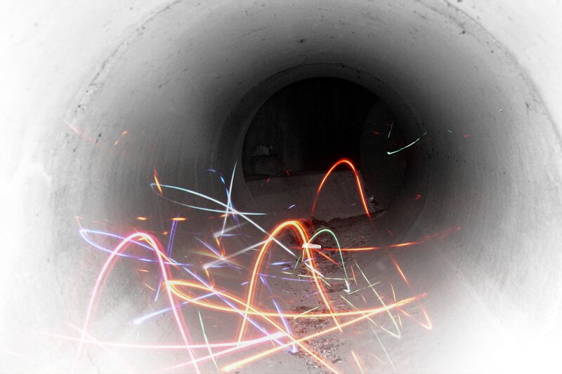 Light Trails in Tunnel — White