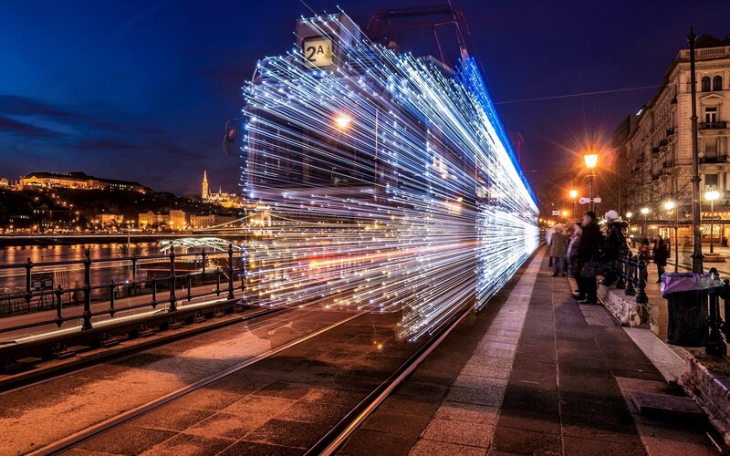 Light Trails of Tram