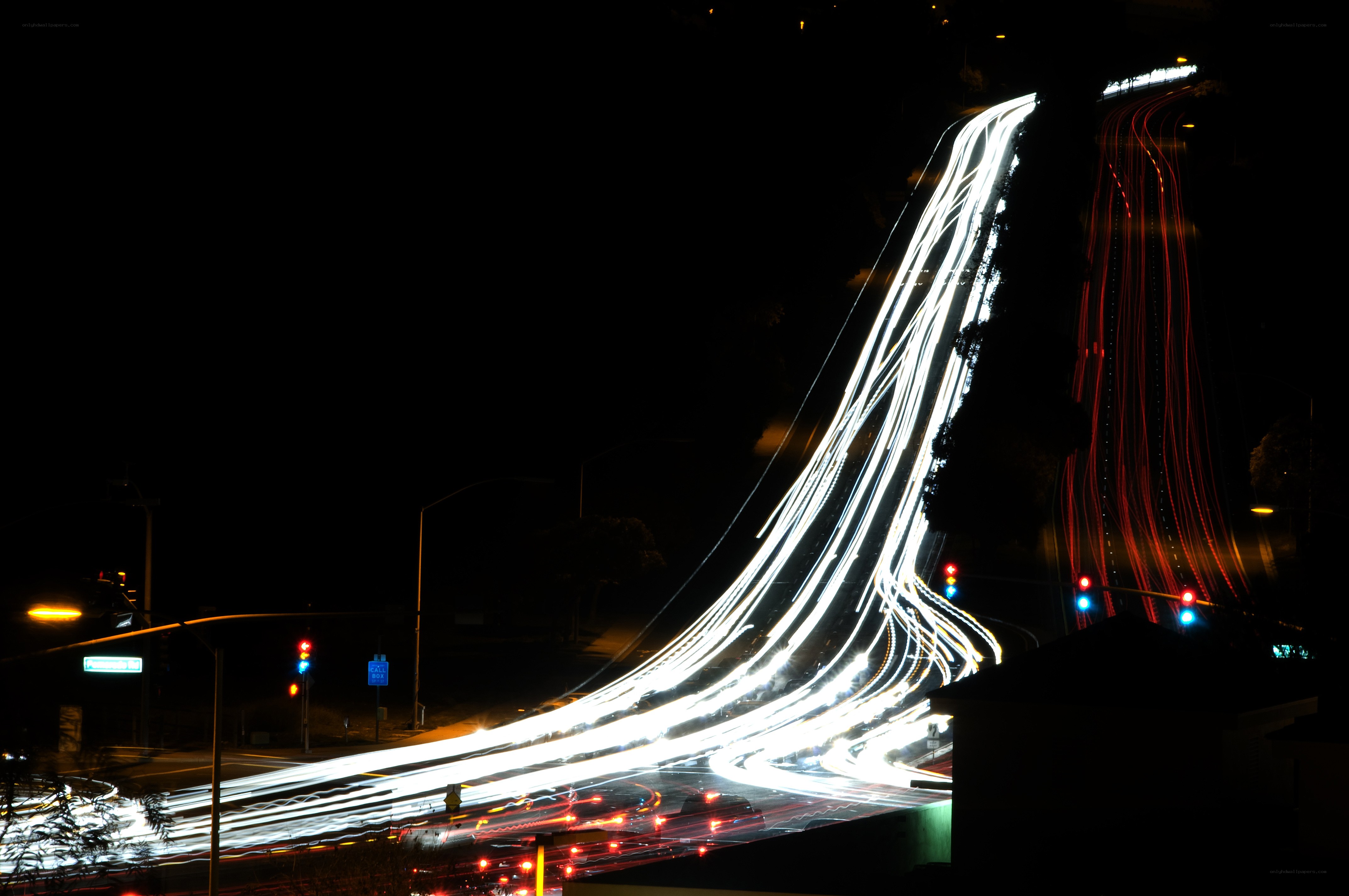 Light trails on a busy road