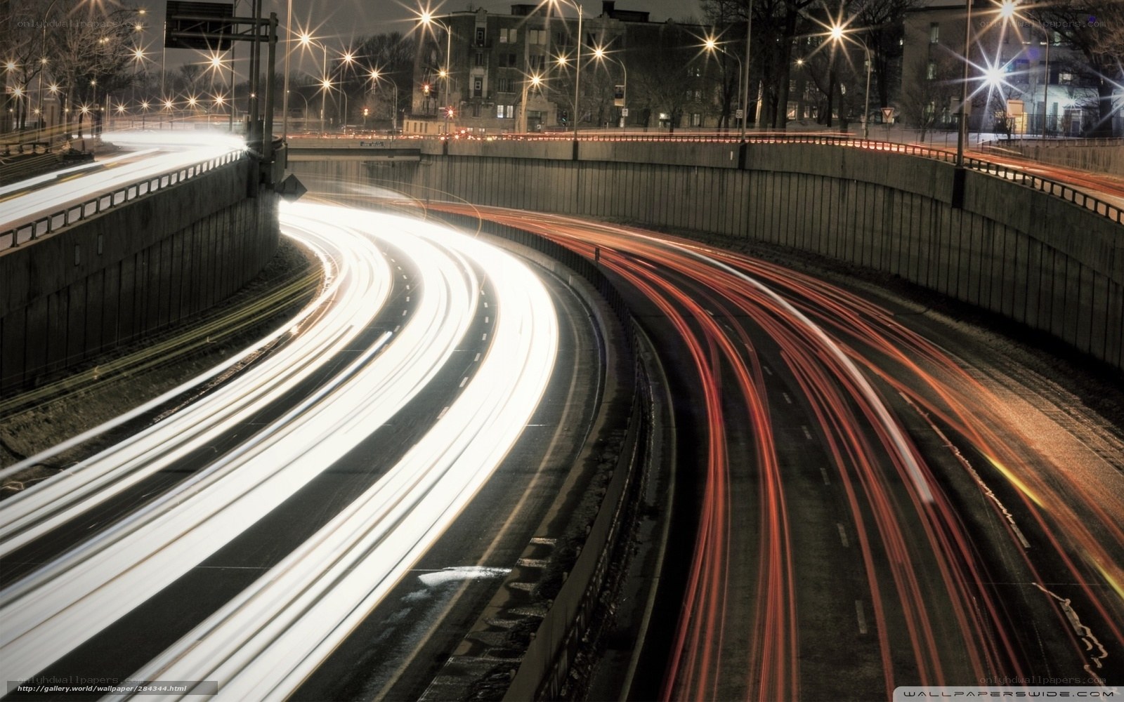 Light trails on a city highway