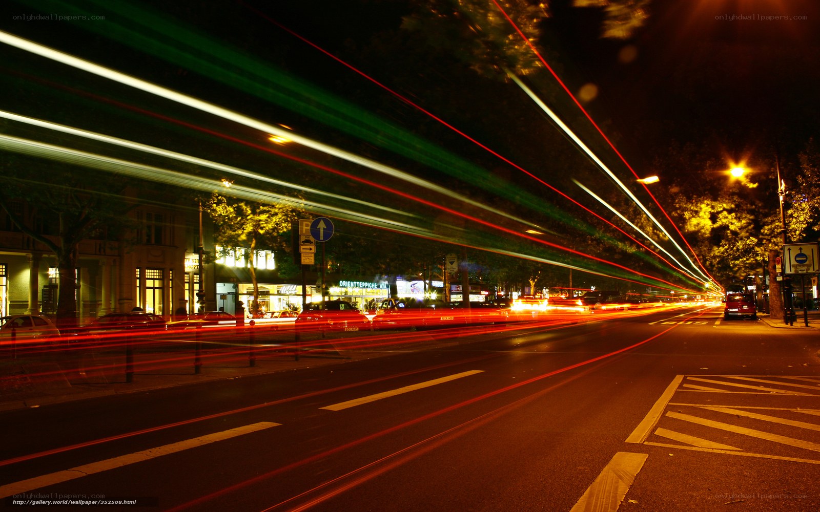 Light trails on a city street
