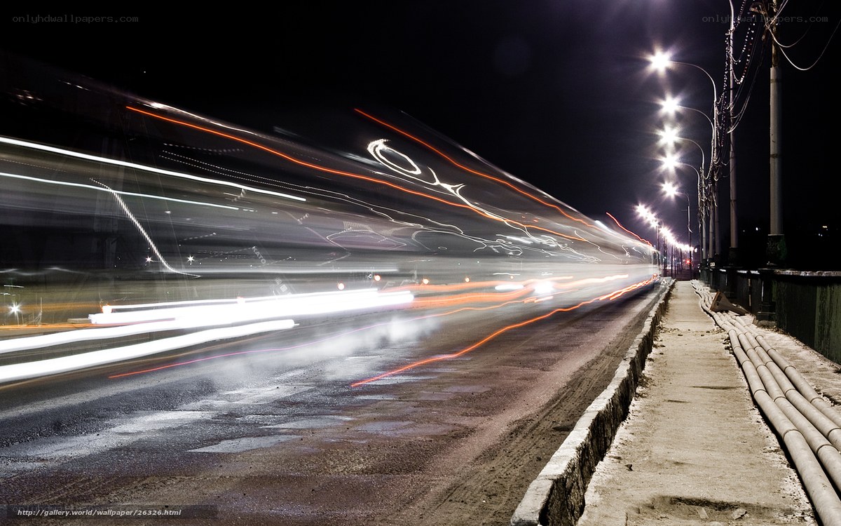 Light trails on a city street