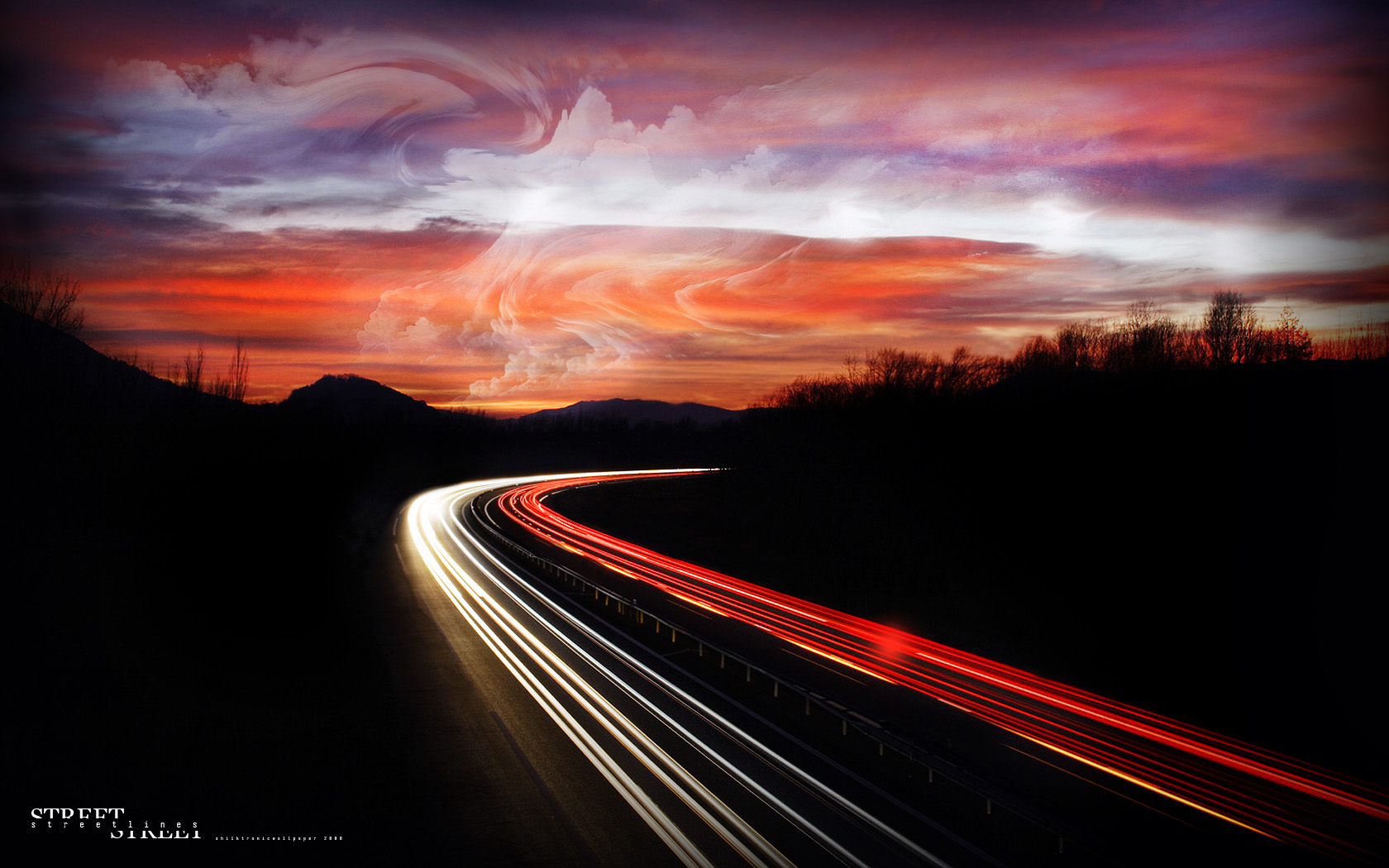 Light Trails on a Curved Road