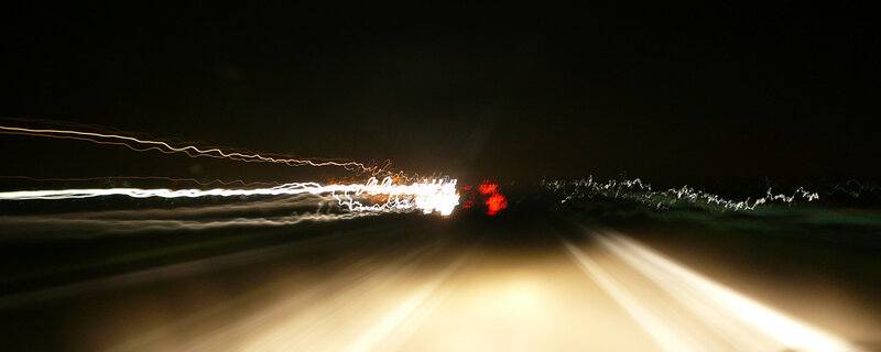 light trails on a dark road