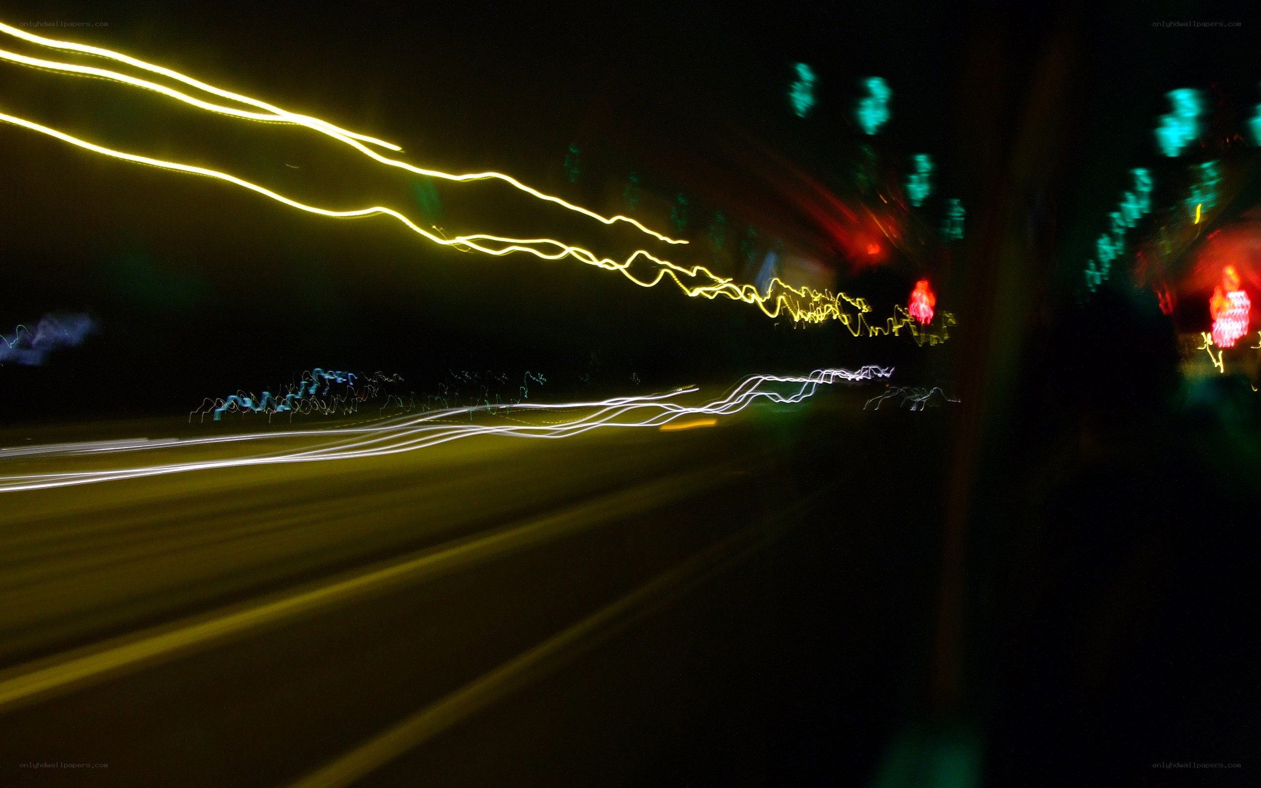light trails on a dark road