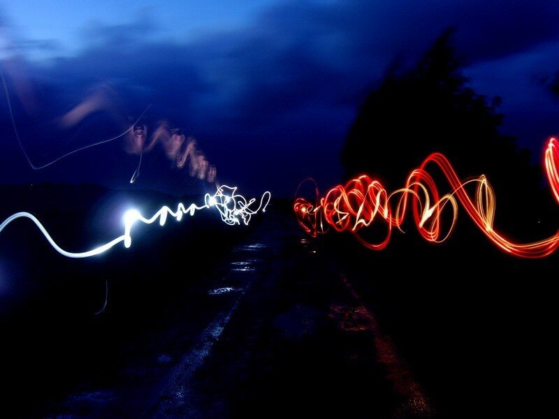 Light trails on a dark road